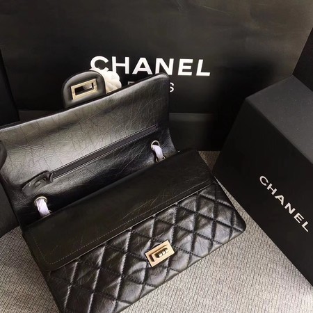 Chanel Flap Shoulder Bag Black Original Calfskin Leather 277 Silver