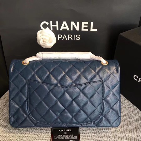Chanel Flap Shoulder Bag Blue Original Calfskin Leather 277 Gold