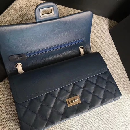 Chanel Flap Shoulder Bag Blue Original Calfskin Leather 277 Silver
