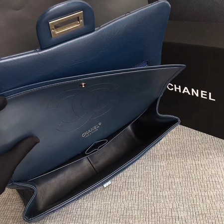 Chanel Flap Shoulder Bag Blue Original Calfskin Leather 277 Silver