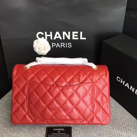 Chanel Flap Shoulder Bag Red Original Calfskin Leather 277 Gold