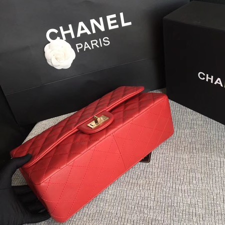 Chanel Flap Shoulder Bag Red Original Calfskin Leather 277 Gold