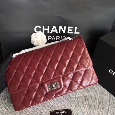 Chanel Flap Shoulder Bag Wine Original Calfskin Leather 277 Silver