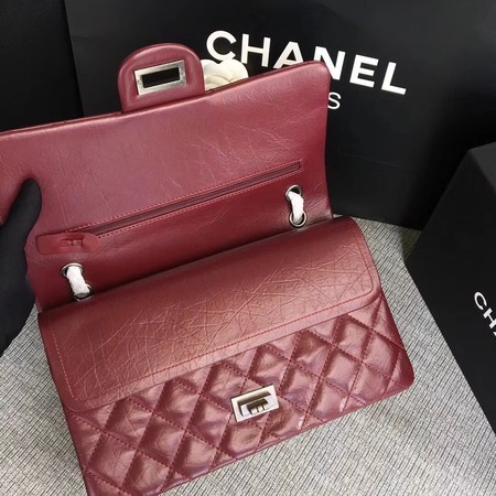 Chanel Flap Shoulder Bag Wine Original Calfskin Leather 277 Silver