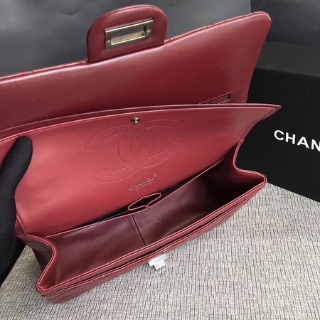 Chanel Flap Shoulder Bag Wine Original Calfskin Leather 277 Silver