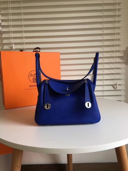 Hermes Lindy Original Togo Leather Bag 5086 Blue