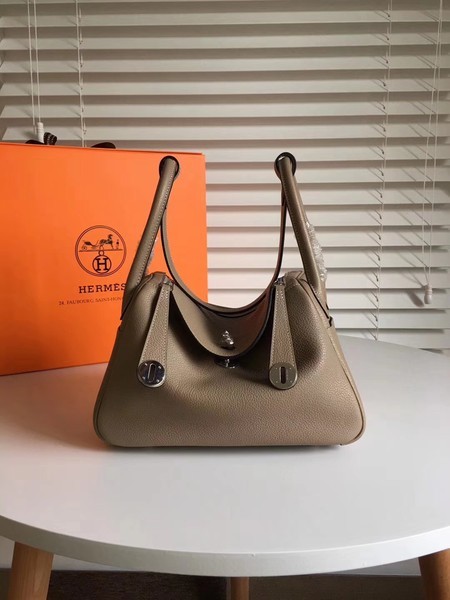 Hermes Lindy Original Togo Leather Bag 5086 Grey