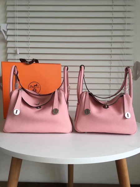 Hermes Lindy Original Togo Leather Bag 5086 Pink