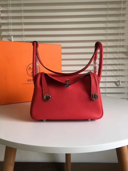 Hermes Lindy Original Togo Leather Bag 5086 Red