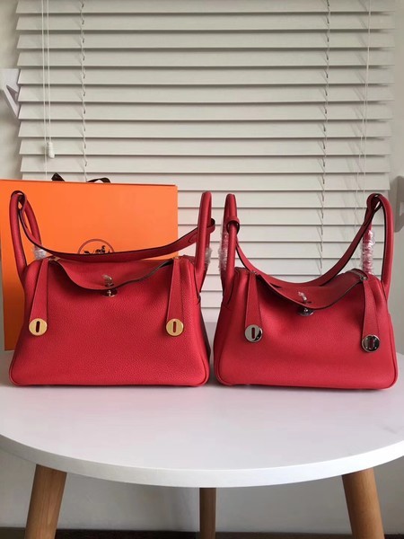 Hermes Lindy Original Togo Leather Bag 5086 Red