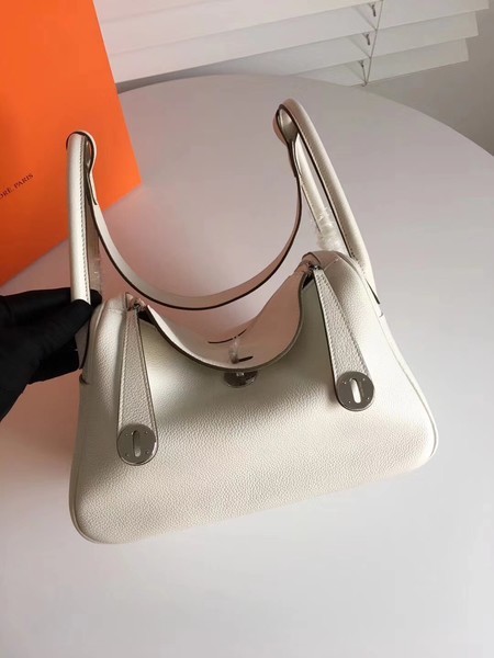 Hermes Lindy Original Togo Leather Bag 5086 White