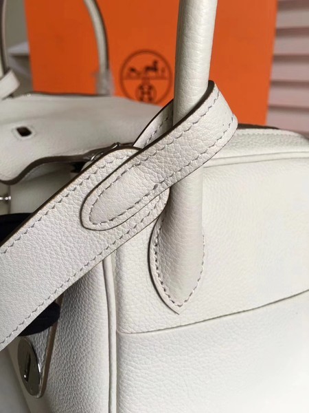 Hermes Lindy Original Togo Leather Bag 5086 White