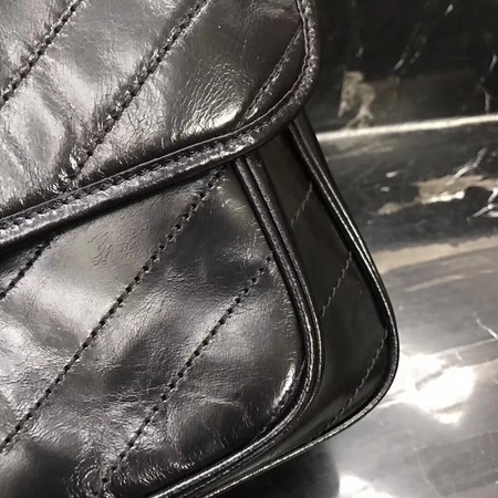 Yves Saint Laurent Calfskin Leather Shoulder Bag 483265 Black