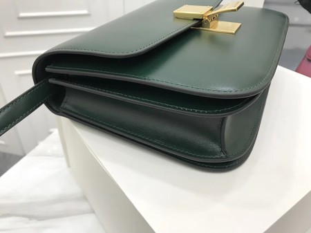 Celine Classic Box Flap Bag Original Calfskin Leather 3378 Atrovirens