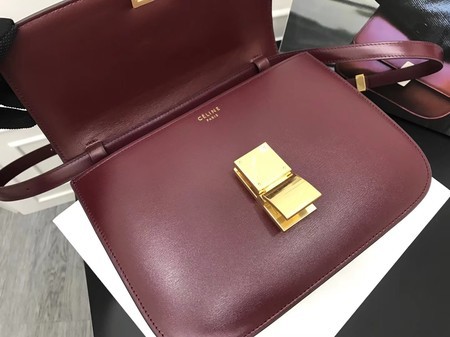 Celine Classic Box Flap Bag Original Calfskin Leather 3378 Wine