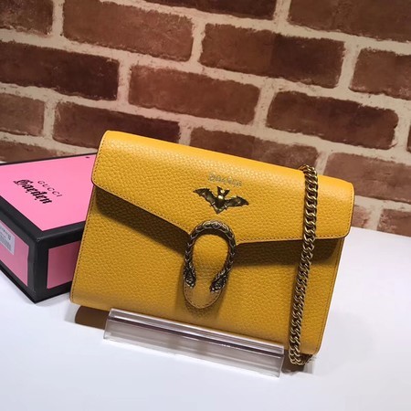 Gucci BugBat Shoulder Bag Calfskin Leather 516920 Yellow