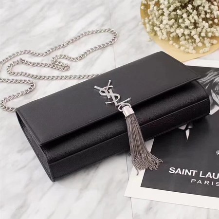 Yves Saint Laurent Classic Cannage Patterns Shoulder Bag 26702 Black&Silver