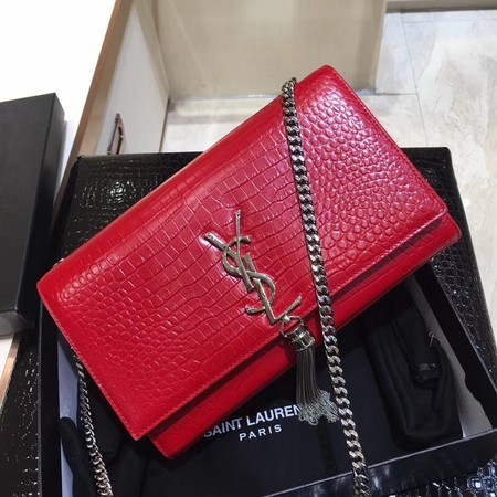 Yves Saint Laurent Crocodile Leather Shoulder Bag 1456 Red