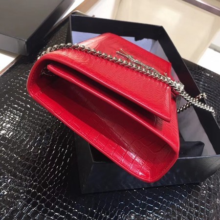 Yves Saint Laurent Crocodile Leather Shoulder Bag 1456 Red