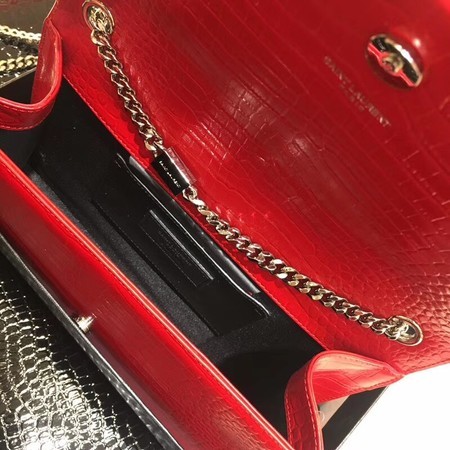 Yves Saint Laurent Crocodile Leather Shoulder Bag 1456 Red