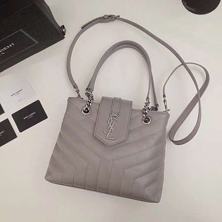 Yves Saint Laurent LOULOU Original Leather Tote Bag 502717 Grey