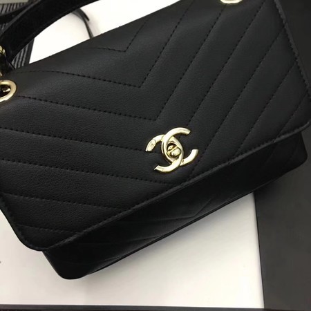 Chanel Calfskin Leather Shoulder Bag 1245 Black