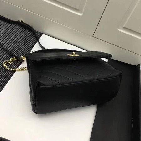 Chanel Calfskin Leather Shoulder Bag 1245 Black