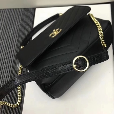 Chanel Calfskin Leather Shoulder Bag 1245 Black