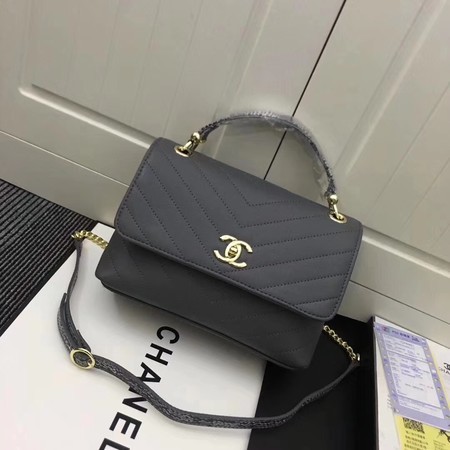 Chanel Calfskin Leather Shoulder Bag 1245 Grey