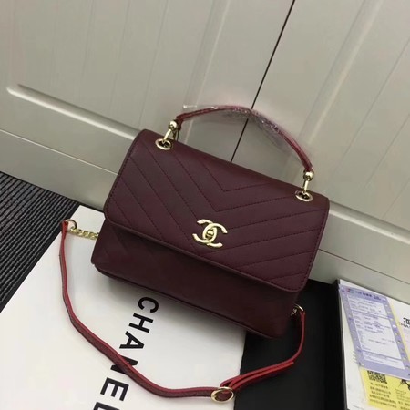 Chanel Calfskin Leather Shoulder Bag 1245 Wine