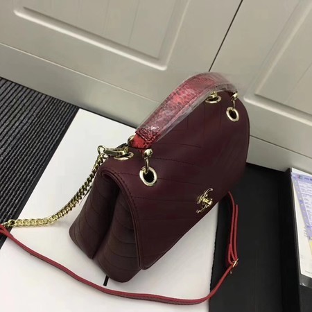 Chanel Calfskin Leather Shoulder Bag 1245 Wine