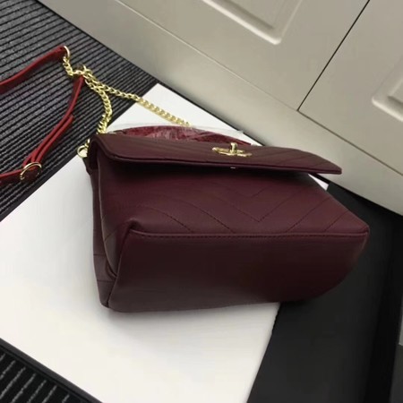 Chanel Calfskin Leather Shoulder Bag 1245 Wine