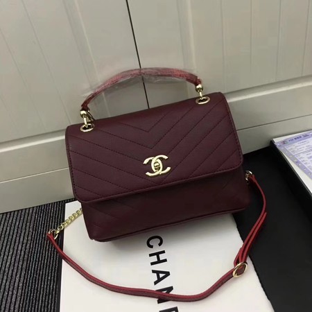 Chanel Calfskin Leather Shoulder Bag 1245 Wine