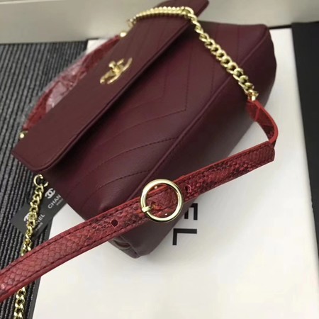 Chanel Calfskin Leather Shoulder Bag 1245 Wine