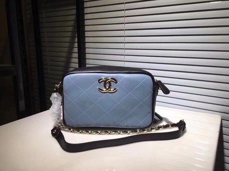 Chanel Calfskin Leather Shoulder Bag 56987 Apricot&Blue