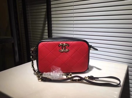 Chanel Calfskin Leather Shoulder Bag 56987 Pink&Red