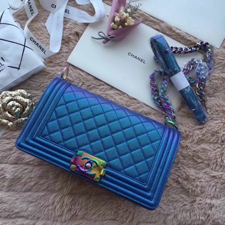 Chanel Le Boy Flap Shoulder Bag Cannage Patterns F67086 Blue