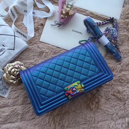 Chanel Le Boy Flap Shoulder Bag Cannage Patterns F67086 Blue