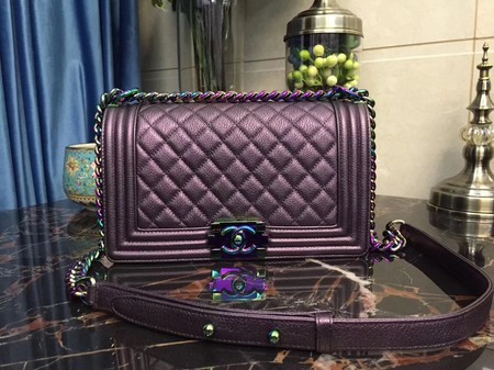 Chanel Le Boy Flap Shoulder Bag Sheepskin Leather D67086 Purple