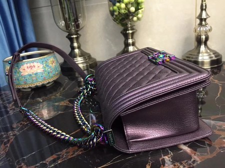 Chanel Le Boy Flap Shoulder Bag Sheepskin Leather D67086 Purple