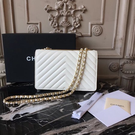 Chanel WOC Original Sheepskin Leather Shoulder Bag 33814 Offwhite