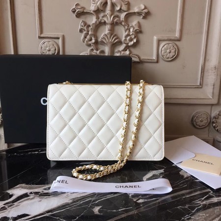 Chanel WOC Original Sheepskin Leather Shoulder Bag D33814 Offwhite