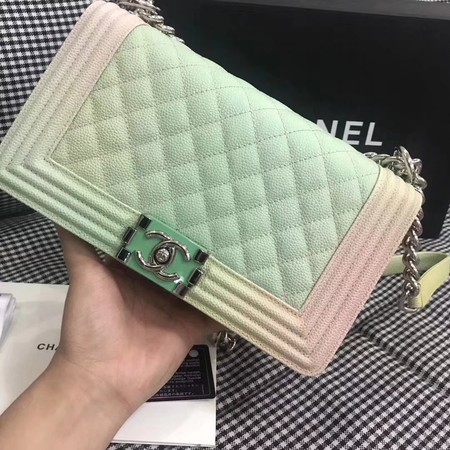 Boy Chanel Original Cannage Patterns Rainbow Bag 67086 Green