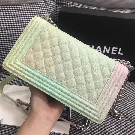 Boy Chanel Original Cannage Patterns Rainbow Bag 67086 Green