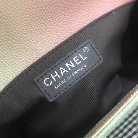 Boy Chanel Original Cannage Patterns Rainbow Bag 67086 Green