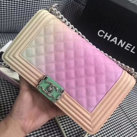 Boy Chanel Original Cannage Patterns Rainbow Bag 67086 Peach