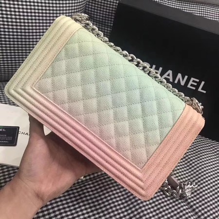 Boy Chanel Original Cannage Patterns Rainbow Bag 67086 Pink