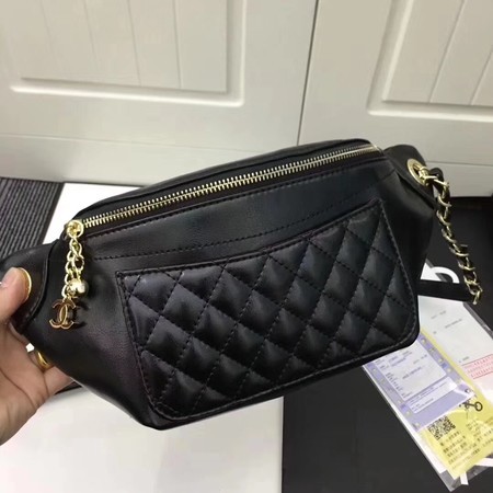 Chanel Sheepskin Leather Waist Bag 94103 Black