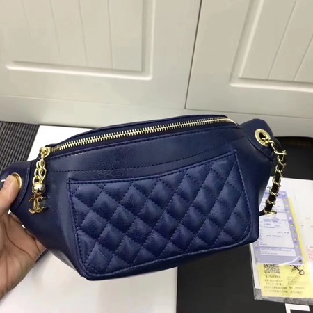 Chanel Sheepskin Leather Waist Bag 94103 Blue