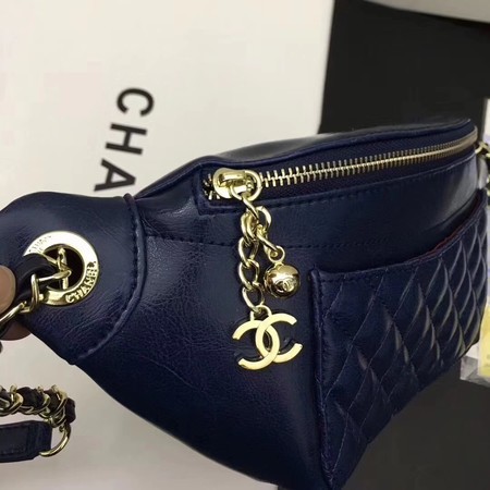 Chanel Sheepskin Leather Waist Bag 94103 Blue